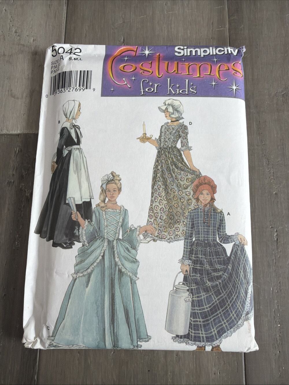 Simplicity 5042 Vintage Costumes For Girls Size S,M,L Sewing